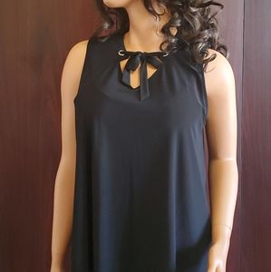 Rafaella Black Sleeveless Tie Front Blouse